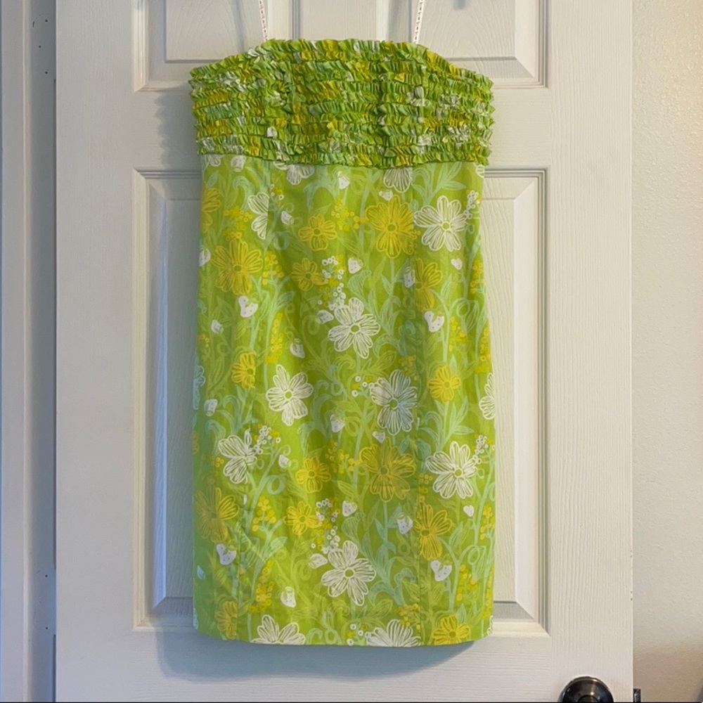 Lilly Pulitzer Strapless Franco Dress w/Ruffled Top & Cut-Out Tie Back (Size 6)